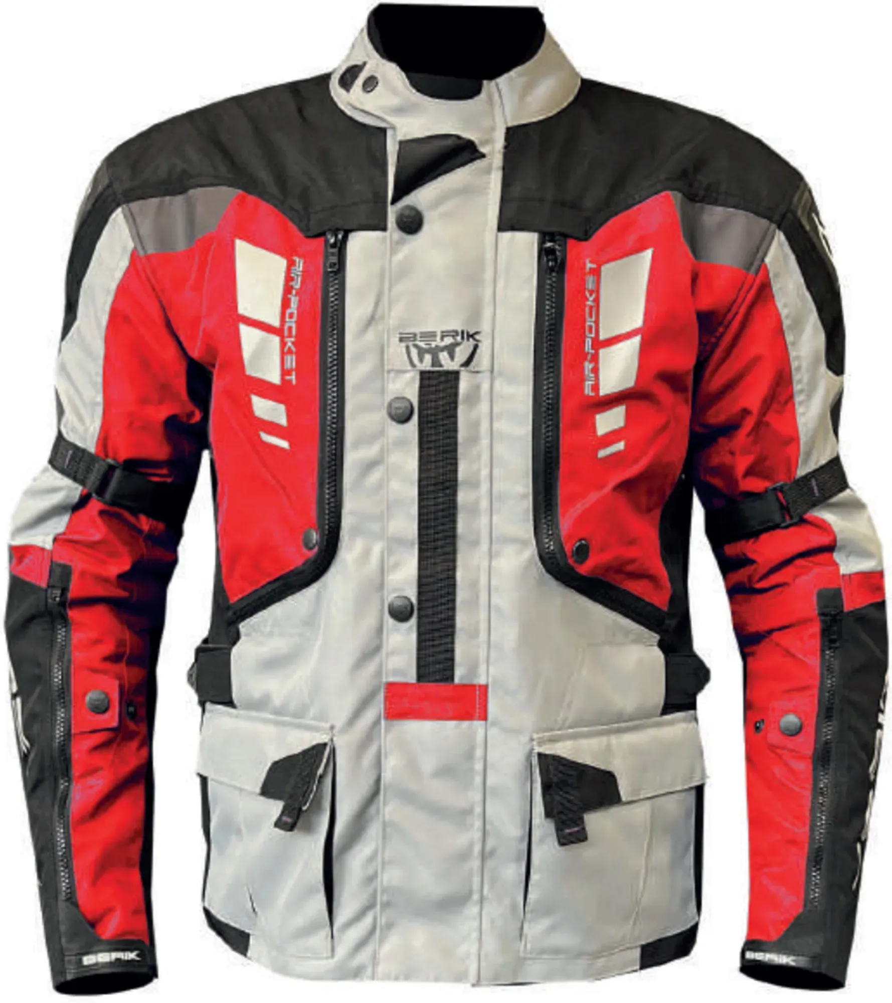Berik Ferpho wasserdichte Motorrad Textiljacke, schwarz-weiss-rot, Größe 54 für Männer