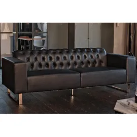 KAWOLA Couch Leder 3-Sitzer Schwarz