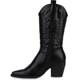 VAN HILL Damen Cowboystiefel in Schwarz