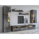 INOSIGN Wohnwand »India,Breite 245cm moderne Mediawand ohne Beleuchtung«,... Anbauwand (Set,5-St, 1xVitrine,1xHängevitrine,1TV-Schrank,2xWandregal)