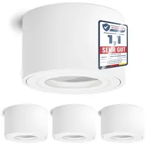 linovum Aufbauleuchte SMOL-W extra flach IP44 in matt weiß & rund - Aufbauspot Aufputz Ø 80 mm geeignet für LED Module