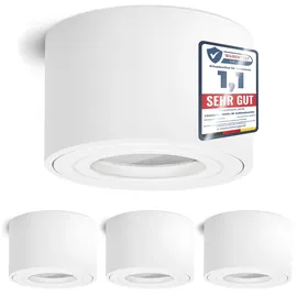 linovum Aufbauleuchte SMOL-W extra flach IP44 in matt weiß & rund - Aufbauspot Aufputz Ø 80 mm geeignet für LED Module