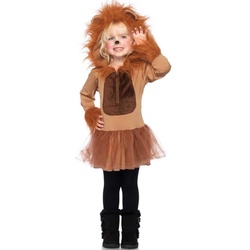 Leg Avenue Kostüm Löwenkind, Kapuzenkleid mit Tüll für kleine Löwen mit Gebrüll braun 110-116