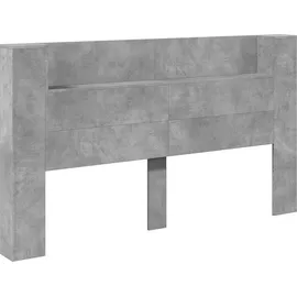 vidaXL Kopfteil-Schrank mit LED mit Regal Beton 180 x 16,5 x 103,5 cm