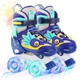 Kinder Dinosaurier Rollschuhe für Junge Mädchen Skates für Kinder Größenverstellbare Mit Leuchtenden Rädern Quad Roller Skates für Anfänger Geburtstags und Weihnachts Geschenke