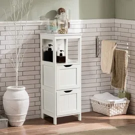 Yaheetech Badschrank Badkommode 30 x 89 cm Weiß