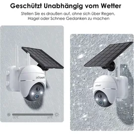 galayou 5MP Überwachungskamera Aussen Akku Solar Weiß
