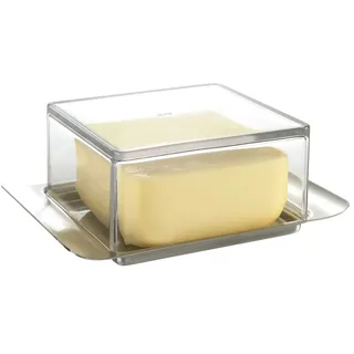 GEFU Butterdose Brunch , transparent/klar , Edelstahl,Kunststoff , Maße cm