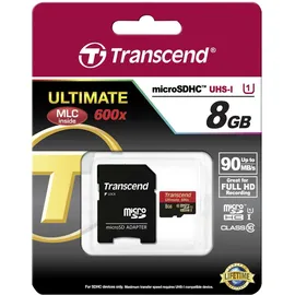 Transcend microSDHC 8GB Class 10 UHS-I 600x + SD-Adapter