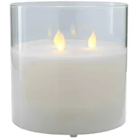 Klocke Dekorationsbedarf LED Kerze mit Timer & Fernbedienung – Dreidochtkerze – Realistisch Flackernd (Weiß, Höhe: 15cm - Ø 15cm)