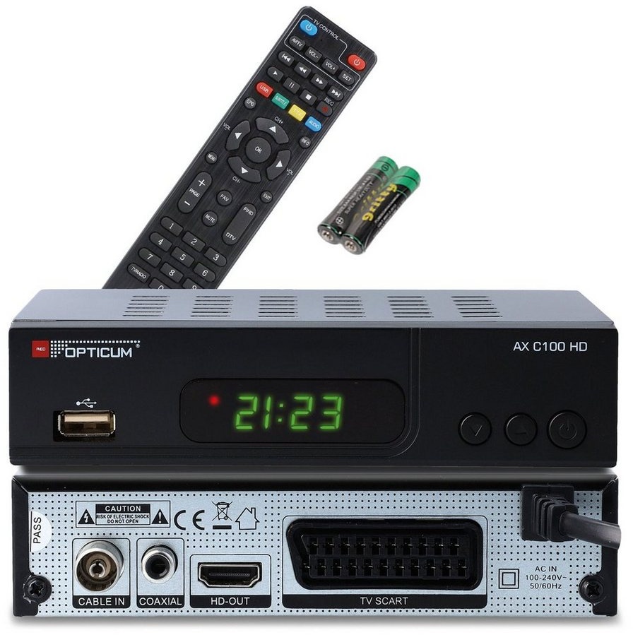 RED OPTICUM HD AX C100 schwarz Full HD DVB-C Kabel-Receiver (EPG, HDMI, USB, SCART, Coaxial Audio, Receiver für Kabelfernsehen) schwarz