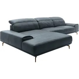 Musterring Wohnlandschaft MUSTERRING "MR 2490 Ecksofa mit erstklassigem Sitzkomfort, Long-Life-Leder", blau (blau, b), B:342cm T:207cm, Sofas, Wohnlandschaft, Bronze-Fuß, Sitzhöhe 48cm, wahlweise mit Funktionen, Maße 342 x 207 cm
