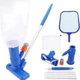 Poolsauger Staubsauger, Poolsauger Bodensauger mit Teleskop Aluminiumstange, Tragbares Vakuumsauger Pool Reinigung Bodensauger, Pool Reinigungsset für Schwimmbad, Spa,Teich, Whirlpool (A)