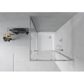 Mexen Rio quadratische Duschkabine 70 x 70 cm, Transparent, Chrom + Duschwanne Rio, Weiß - 860-070-070-01-00-4510