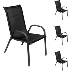 Garten Stapelstuhl Farbe Anthrazit - Schwarz Metall - Textil