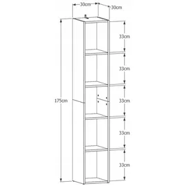 matkam Hochregal Holzwerkstoff 30x175x30 cm Weiß