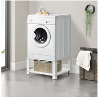 en.casa Waschmaschinenumbauschrank Courtavon Waschmaschinen-Untergestell Trockner Sockel mit Ablage max. bis 150kg weiß