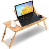 Ejoyous Laptoptisch Bambus, Betttablet Höhenverstellbar klappbarer Notebooktisch Betttisch Lapdesks mit Schublade für Lesen oder Frühstück und Zeichentisch fürs Bett