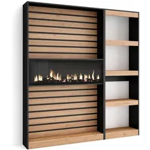 SKRAUT HOME Bücherregal 170 x 25 x 186 cm Eiche/Schwarz