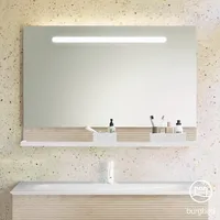 Burgbad Fiumo Leuchtspiegel mit horizontaler LED-Beleuchtung, mit Metallreling, 1200x700mm,