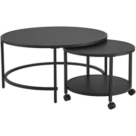 [en.casa] Couchtisch Værøy im 2er Set Schwarz, matt