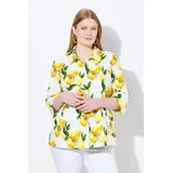 Ulla Popken Damen große Größen Übergrößen Plus Size Jacke, Zitronen, A-Linie, Hemdkragen, 3/4-Arm schneeweiß 50+ 838952200-50+ - 50-52