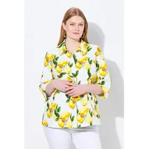 Ulla Popken Damen große Größen Übergrößen Plus Size Jacke, Zitronen, A-Linie, Hemdkragen, 3/4-Arm schneeweiß 50+ 838952200-50+ - 50-52