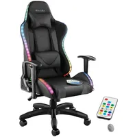 Tectake Gamingstuhl, Schwarz, Schwarz, Textil, 66.5x126x69 cm, CE, Kinder-