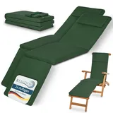 Beautissu 2er Set Luxus Deckchair Auflage Sonnenliege 175x45x5cm LoftLux DC – Bezug Abnehmbar – Polsterauflage für Liegestuhl Auflage Gartenliege Polster – Liegenauflage Gartenmöbel Kissen Grün