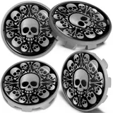 Biomar Labs 4 x 68mm Nabendeckel Kompatibel mit BMW 36136783536 Felgendeckel Radnabenabdeckung Nabenkappen Felgenkappen Radkappen Alufelgen Silber Schwarz Schädel CBS 2