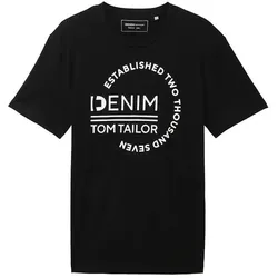 Denim Tom Tailor Hr. Basic T-Shirt mit Logo Print