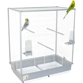 GarPet Vogelkäfig Wellensittich Kanarien Papagei 70 x 40 x 80 cm grau