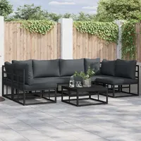 vidaXL Garten-Lounge-Set 7-tlg. schwarz Aluminium