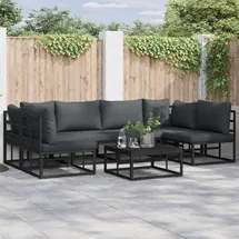 vidaXL Garten-Lounge-Set 7-tlg. schwarz Aluminium
