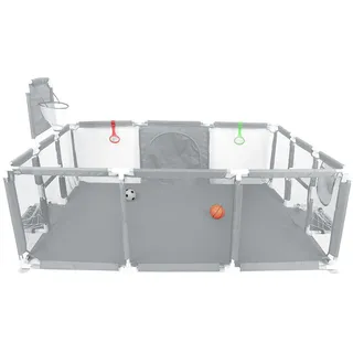 Laufgitter für Kinder mit Saugern, verbesserte Version 2025 Babygehege 300D Oxford-Gewebe, Aktivitätszentrum für Kinder, einfach zu montieren und zu reinigen-180 x 120 x 66 cm (dunkelgrau)