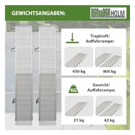 Baumarktplus TRUTZHOLM 2 x Alu Auffahrrampe klappbar 307 cm extra lang 900 kg geriffelt Motorradrampen