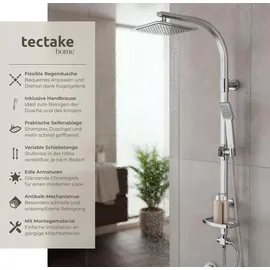 Tectake tectake® Aluminium Regenduschsystem, Chrom-Optik, zusätzliche Handbrause, Antikalktechnik