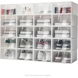 Gojoy - 20er Set Schuhboxen Stapelbar Transparent, Schuhorganizer mit Deckel, pp abs Schuhaufbewahrung Schuhkarton für Stöckelschuhe, Stiefeletten,
