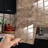 WALPLUS Selbstklebende Fliesenaufkleber Badezimmer 15x15cm Fliesenfolie Küche Abnehmbare Selbstklebende Fliesen Küche Kupferbrauner Marmor Fliesenaufkleber Bad 24 Stück