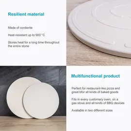Intirilife Pizzastein Ø 33 cm Keramik/Stein/beige