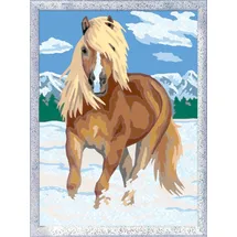 Ravensburger 28780 - Malen nach Zahlen, Pferde, Haflinger im Schnee, Malset mit Glitter und Glanzlack