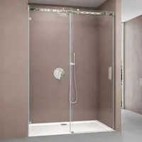 doporro Nischentür dusche Duschabtrennung Teramo4-2 135x195cm ESG-Sicherheitsglas Duschtür aus Klarglas rahmenlos 4-Punkt-Befestigung...