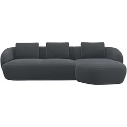 Wohnlandschaft FLEXLUX "Torino, rund, L-Form, Sofa-Ecke mit Recamiere, Longchair-Sofa", grau (anthrazit), B:276cm H:85cm T:146cm, Sofas, Modernes, organisches Sofa-Design, Kaltschaum, Wellenunterfederung
