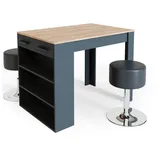 Vicco Repose, Anthrazit/Goldkraft Eiche 67 x 100 cm mit 2 Hockern
