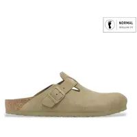 Birkenstock für Herren. 1025788 Leder-Clogs Boston grün (Reguläre Passform) khaki (43), Wohnung, Keine, Lässig