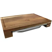 SANTOS Schneidebrett Akazie mit Edelstahl-Auffangschale