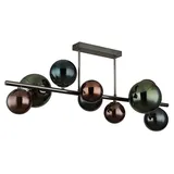 GLOBO LED Deckenleuchte 9 Flammig Deckenlampe Glaskugeln Esszimmerleuchte Kugeln, bronze petrol grün, 9x 3,5W 350Lm warmweiß, LxBxH 87x30x38 cm