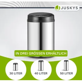 Juskys Runder Mülleimer mit Sensor - Silber