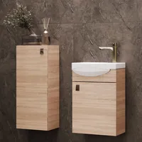 Planetmöbel Waschtischunterschrank 40 cm mit Midischrank 32 cm Sonoma