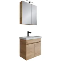 Planetmöbel Badmöbel Set - Waschtisch mit Spiegelschrank 60 cm